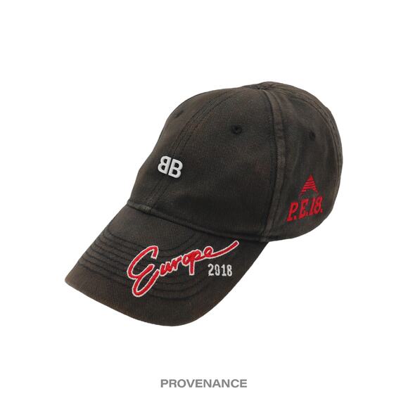🔴 Balenciaga BB Europe Embroidered Cap - Washed Black - Picture 2 of 9